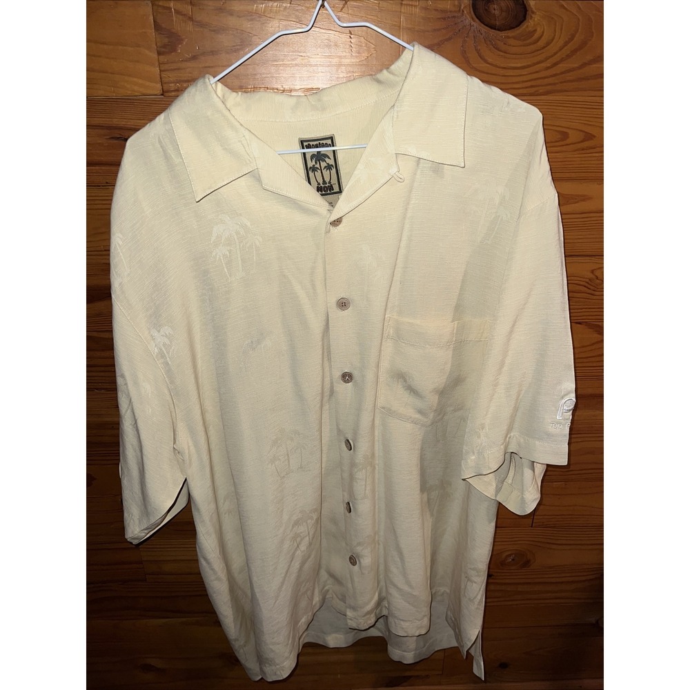 Montego Mon 100% Silk Short Sleeve Button Up‎ Shirt Men's SZ Large Tropical
